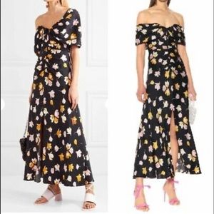 Off the shoulder floral satin dress